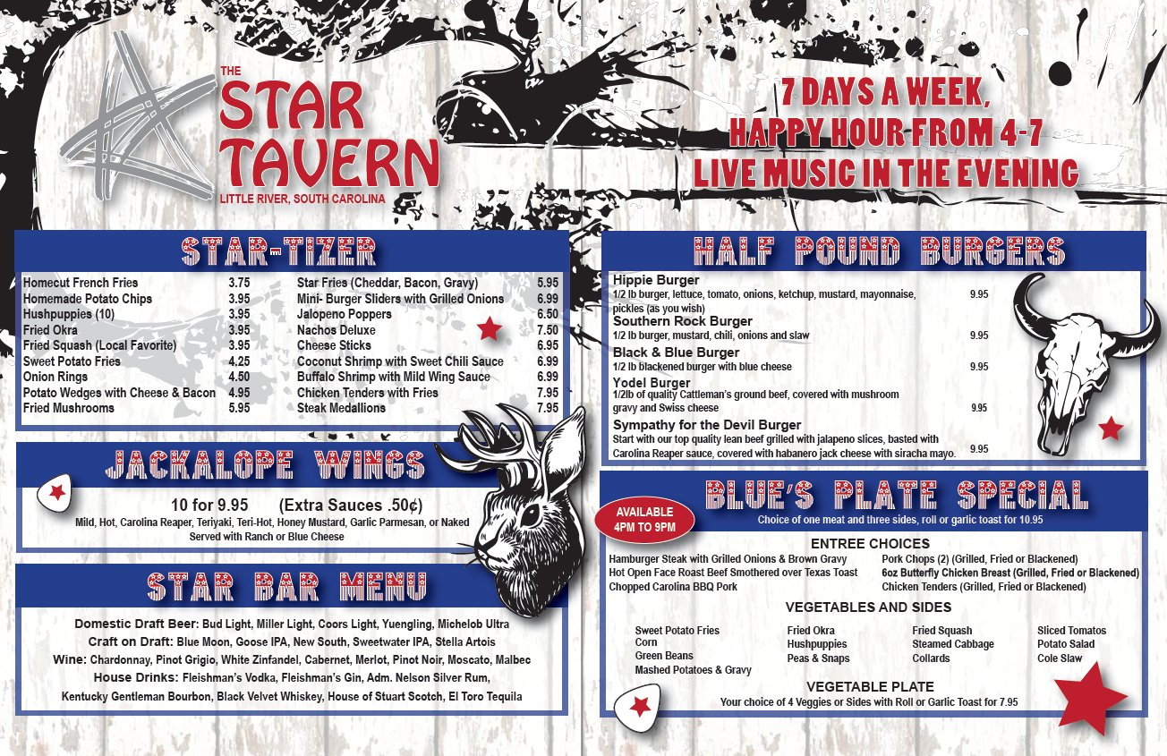 Star Tavern Dinner Menu Printing Marketing Design